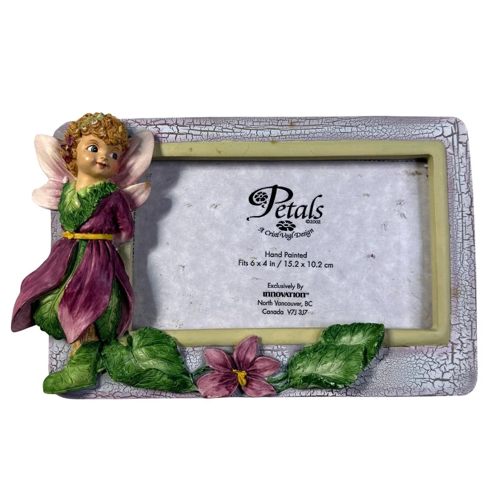 Vintage Petals Cristl Vogl Flower Fairy Photo Frame 4x6 Purple 3D Cottagecore